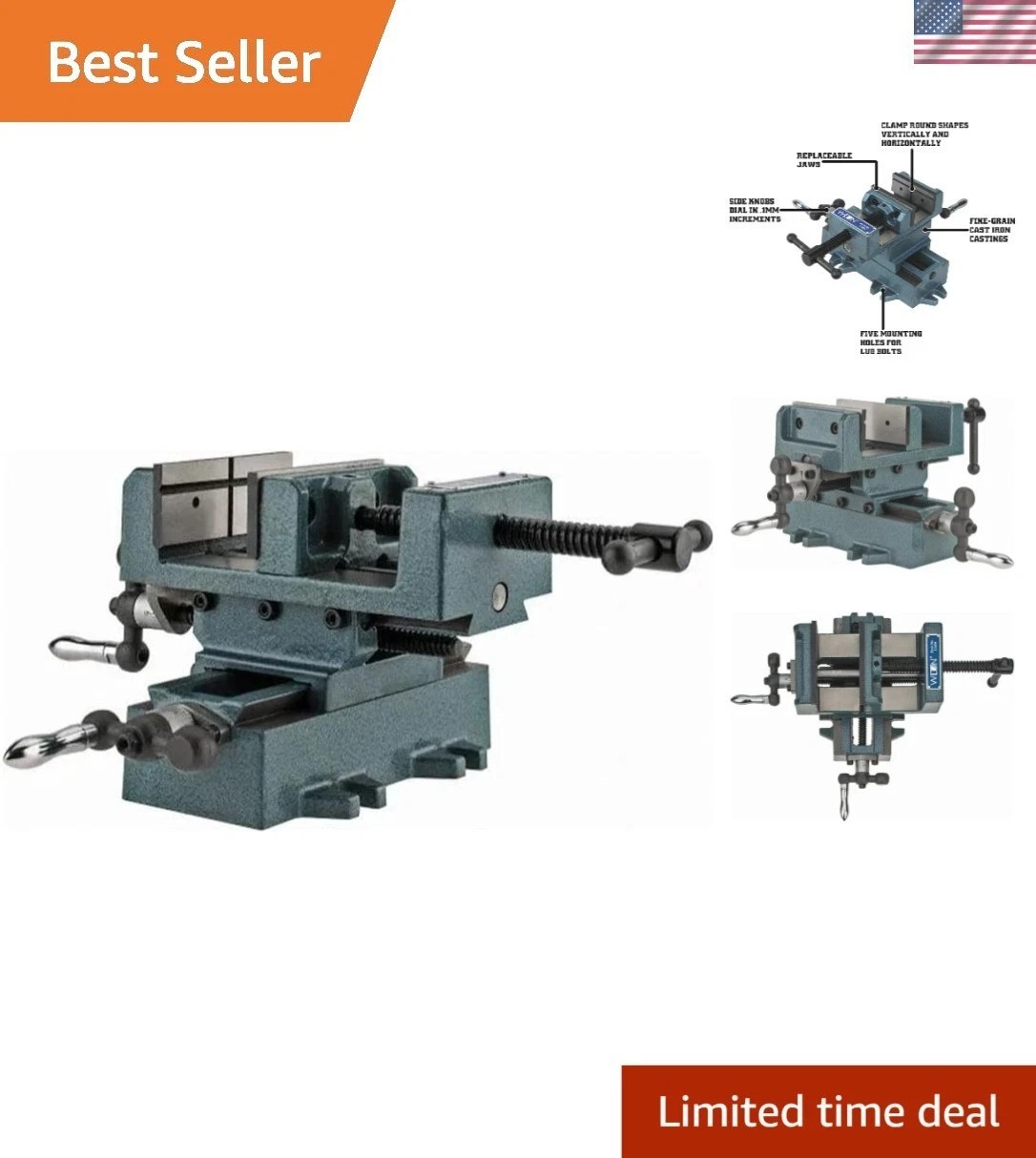 Precision 4" Cross-Slide Vise for Drill Press - Easy Mounting & Adjustments