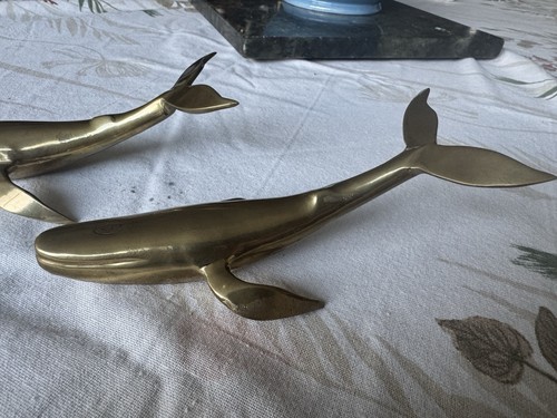 Vintage Pair Of Brass Whales - Bild 4 von 8
