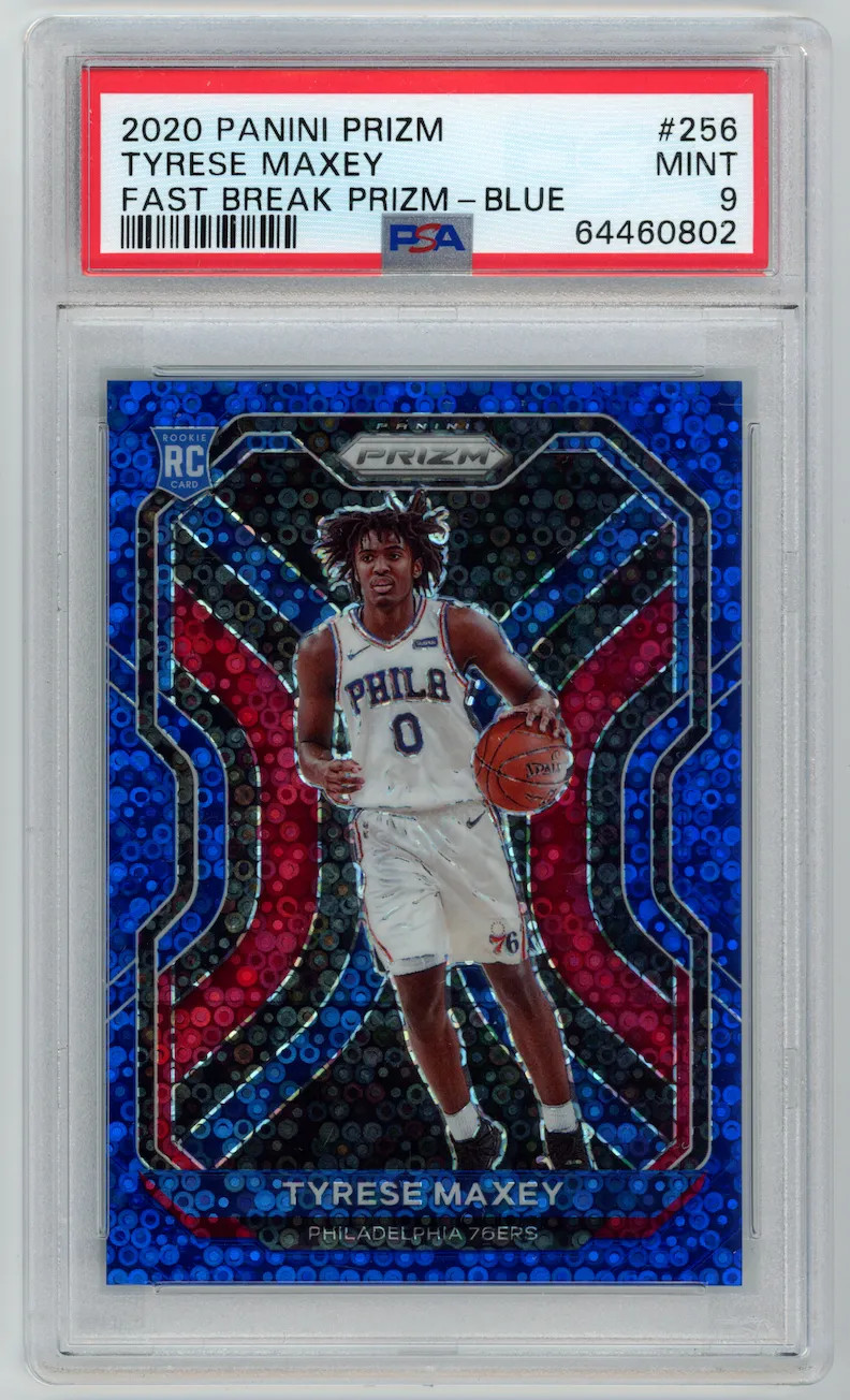 TYRESE MAXEY 2020-21 Panini Prizm Fast Break Rookie Blue /175 #256 PSA 9 76ers