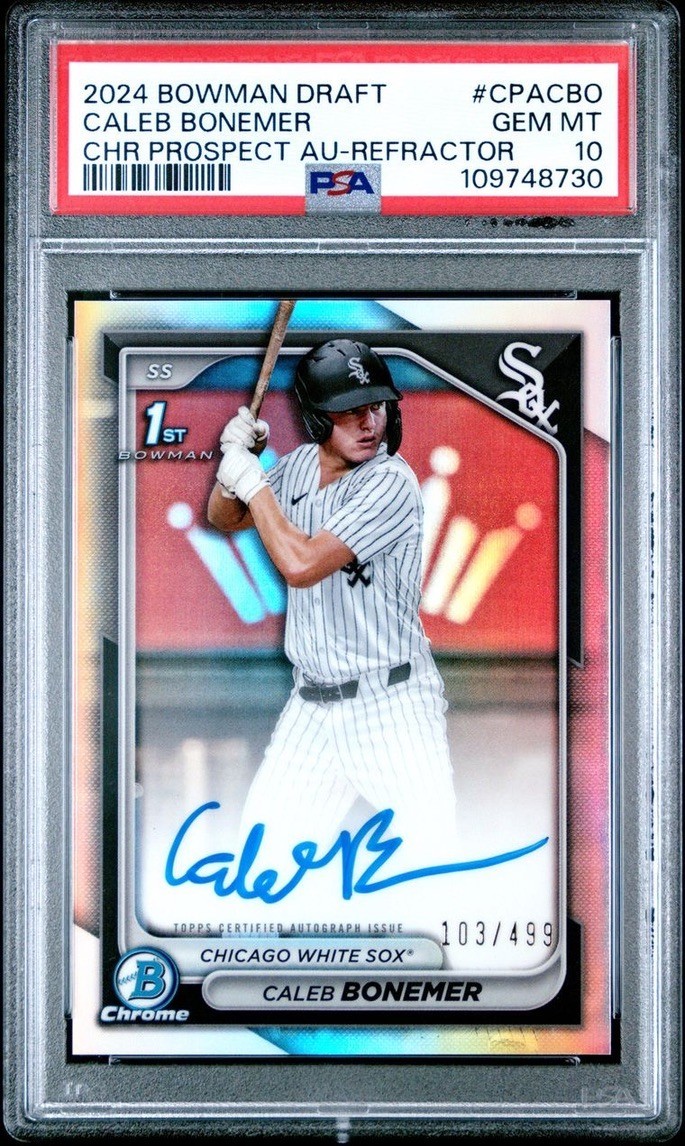 Caleb Bonemer 2024 1st Bowman Chrome Draft Refractor Auto /499 PSA 10