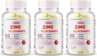 Zinc Gluconate 50mg .30 Servings Softgels Gluten Free Non-GMO USA MADE Shipped