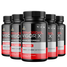 Primordial Vigor X- Bodybuilding & Men's Health Support- 5 Bottles- 450 Capsules