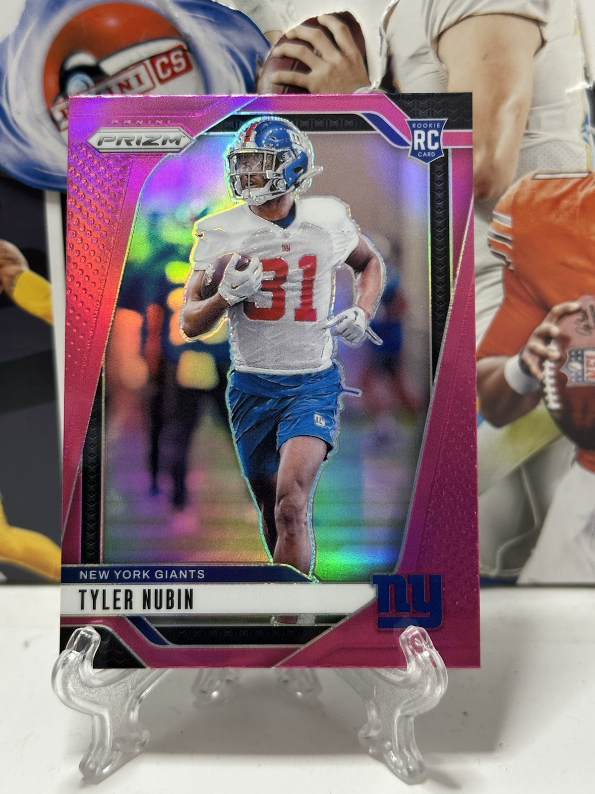 2024 Panini Prizm Sp Tyler Nubin Pink Wave Holo 395 New York Giants Rookie Rc