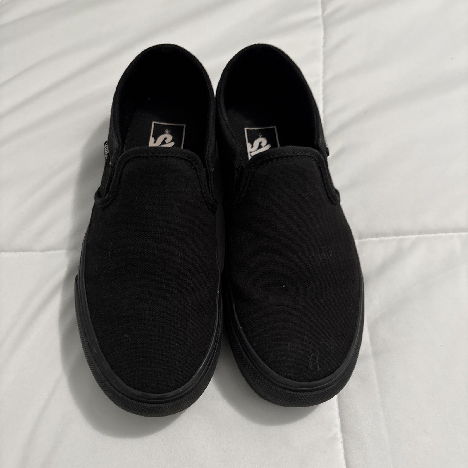 Vans Shoes Womens 6 Off The Wall Slip On Sneakers Black Canvas Low Top 508731