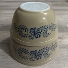 Pyrex Homestead Mixing Bowls Beige w/ brown flowers Set Of 2 402 & 403