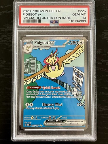 PSA 10 💎 GEM MINT Pidgeot ex SIR ALT ART 225/197 Obsidian Flames Holo | Pokemon
