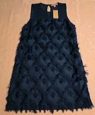 Michael Kors Teal Feather Fringe Dress Size 14 NWT $155