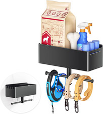 Dog Leash Holder for Wall, Dog Leash Hooks, Pet Stuff Organizer with Shelf Stora