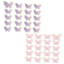 40Pcs Purple Butterfly Cupcake Toppers - 3D Glitter Cake Decorations, Birthday