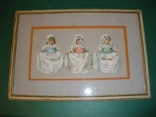 Victorian Trade Card James Pyle's Pearline Die-Cut girl Set of 3 Framed 12.5"x8.