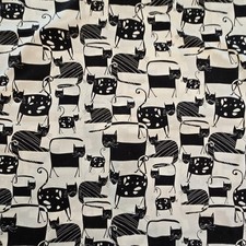 Timeless Treasures Fabric Black Cats On White Cotton 41"w Cotton BTY C8385