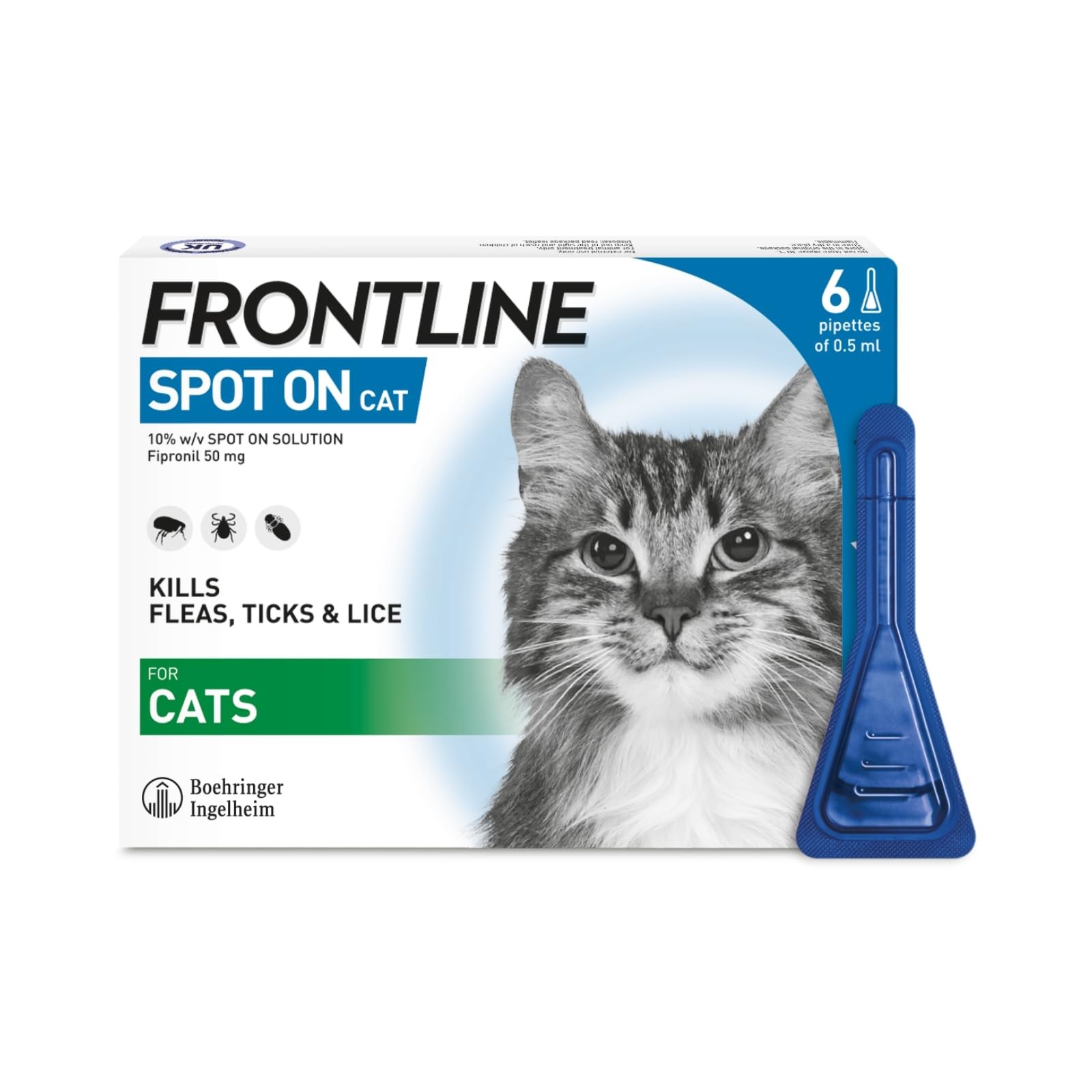 FRONTLINE Spot On Flea & Tick Treatment for Cats 6 Pipettes