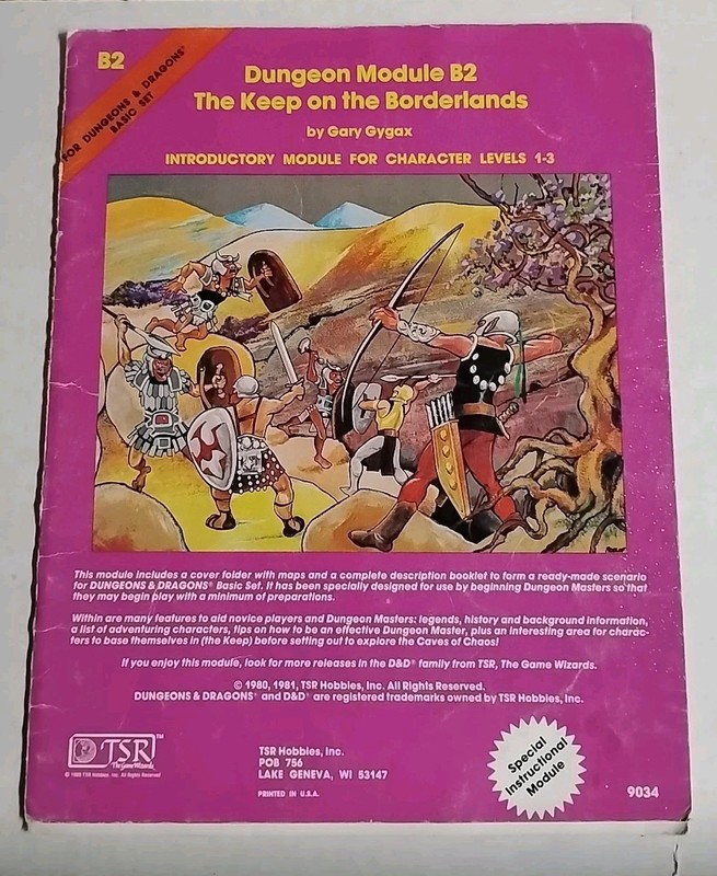 TSR Dungeons & Dragons Module B2 The Keep on the Borderlands 1981 9034 EX+