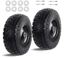 2Pack (4.10/3.50-6) 12'' Flat Free Tires Replacement Solid Tire Wheel Assemblies