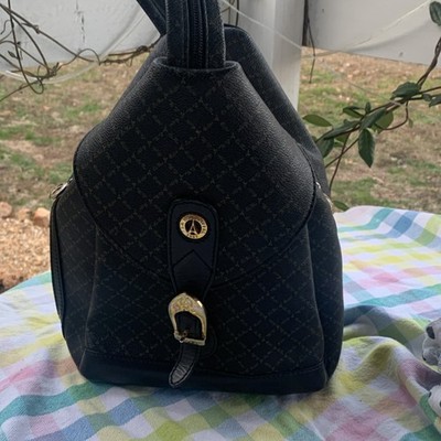 Vintage La Tour Eiffel Black Patterned Women\'s Backpack with Gold Accent Buckle La Tour Eiffel | Bags | La Tour Eiffel 887 Leather Backpack  main image 3