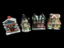 Cobblestone Corners Miniature Bakery, Post Office, House & Church-Plastic