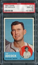 1963 Topps #170 Joe Adcock Indians PSA 10 GEM-MT 16119279 