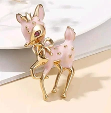 christmas pin reindeer brooch Pink Fashion Jewelry NEW Free Ship 2 Inch