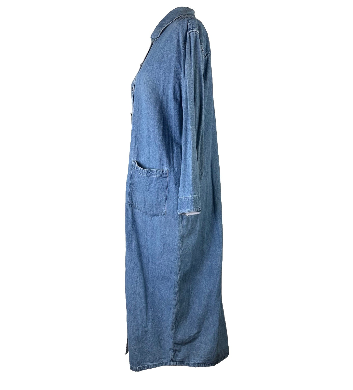 Orvis Denim Shirt Midi Dress Buffalo Nickel Butto… - image 6
