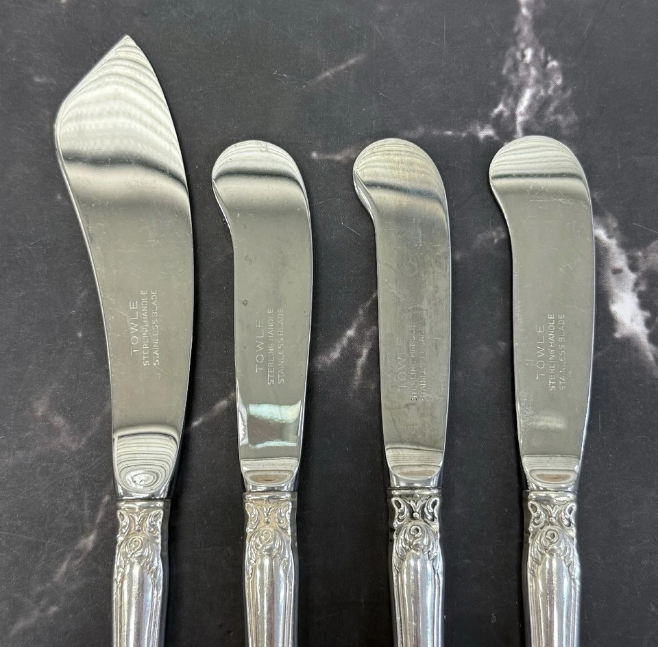 Cuchillos Towle Old Master de plata de ley con mango hueco, juego de 4 Foto 4 de 4