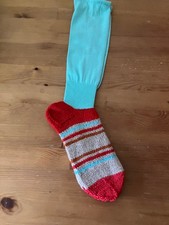 4 Ply Cashmere Handmade Multicolor stripes Soft Bed Socks Knit Women's Sz M