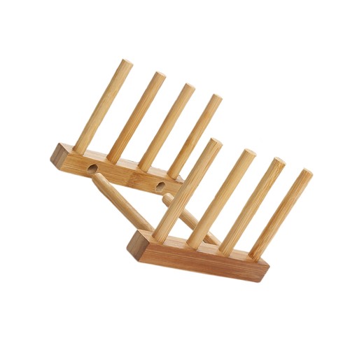 Bowls Wood Storage Rack Three Lattice Storage Rack Dish Kitchen - Picture 8 of 12