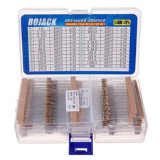 BOJACK 1000 Pcs 25 Values Resistor Kit 1 Ohm-1M Ohm with 5 1/4W Carbon Film Res