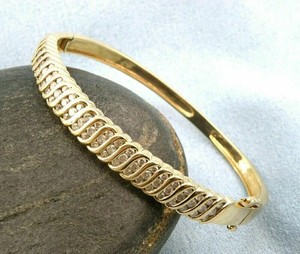 Authentic 3 CT Round Cut 14K Yellow Gold Plated Diamond Lab Created Women Bangle Bracelet