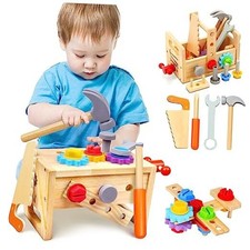 Kids Tool Set - 29 PCS Wooden Toddler Tool with Box, Montessori STEM