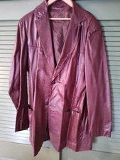 Vintage 'The Leather Shop' Men's Leather Blazer Jacket - 44XT Burgundy