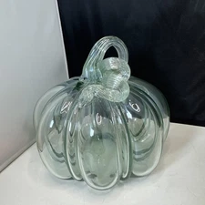 Pumpkin Hand Blown Art Glass Twisted Glass Stem Fall Decor