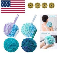 Large Exfoliating Bath Sponges - Set of 4 in Elegant Colors for Luxurious Lather