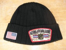 "NATIONAL FOOTBALL LEAGUE" NFL Patch LINED Cuff Beanie BLACK. SALUTE to SERVICE