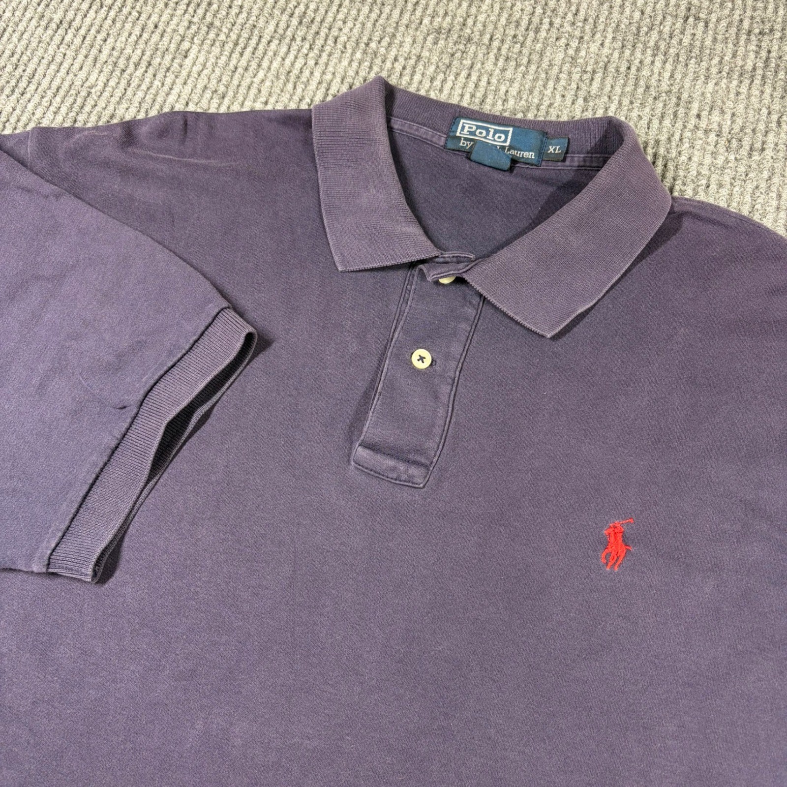 Polo Ralph Lauren Shirt Mens XL Purple Short Sleeve Cotton Polo Red Pony Logo