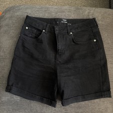 Ladies Black Denim M&S Boyfriend Shorts. Size 12.