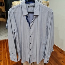 Men's size L 'TAROCASH' Navy Monty Jacquard long sleeve shirt - BNWT RRP 90