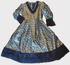 Gewand Mantel Kleid 2 Längen König gold braun Brokat Kunstfell L XL
