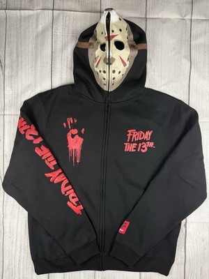 NWT! Friday The 13th x Shoe Palace Full Zip Hoodie Jason Mask Black Sz Large