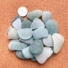 Natural sea glass, light blue, large size, 100g. From Japan.