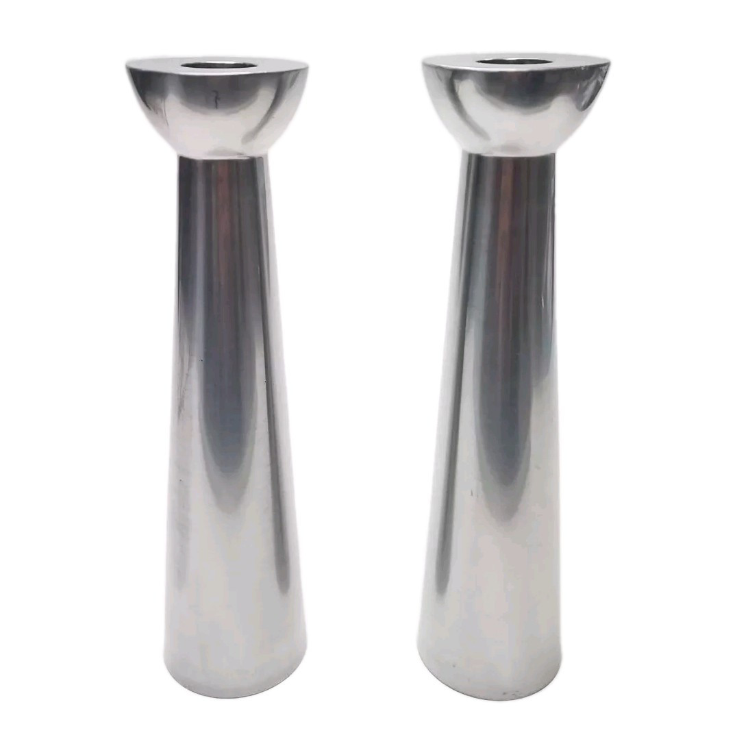 Silver Aluminium Candle Holder 8"