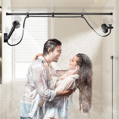 DEVA Dual Shower Head for Couples, Double Shower System for Two People, 6+3 A...