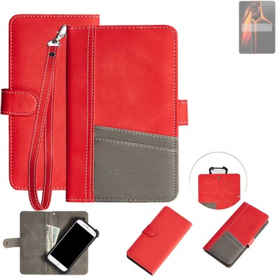 Schutzhülle für Tecno Pova 4 rot + grau Wallet Case Bookstyle Hülle