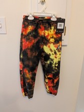 NWT Jordan Boys Tie-Dye Flame Fleece Jogger Pants Drawstring Pockets S 5