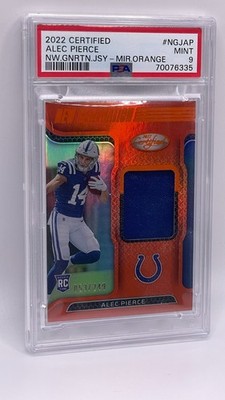 2022 Certified Alec Pierce Mirror Orange Patch /249 PSA 9 RC Colts NGJ‑AP