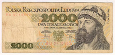 1982 Poland 2000 Zlotych 0715552 Paper Money Banknotes Currency