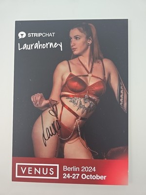 LAURA HORNEY XL Autogrammkarte Autograph Signiert Signed Orginal Erotik