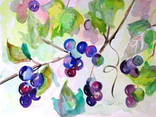 Delilah original Grapes fruit garden still life watercolor art