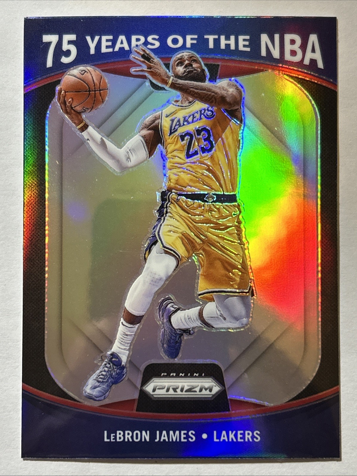 2021-22 Panini Prizm Optic 75 Years of the NBA, LeBron James, Card #1, LA Lakers
