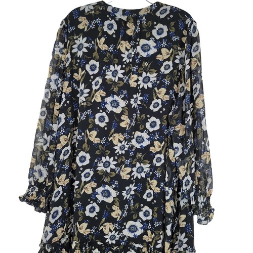 Estelle Delfina Floral Long Sleeve Chiffon Shirtdress In Black, Size 3X, EUC - Picture 6 of 11