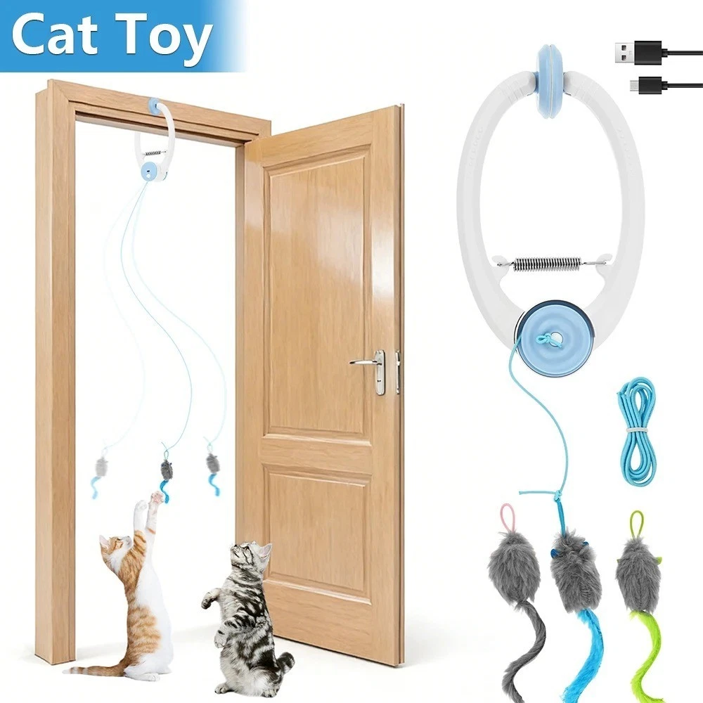 PETTOM Cat Toys Interactive for Indoor Cats, Smart USB Rechargeable Door Hanging